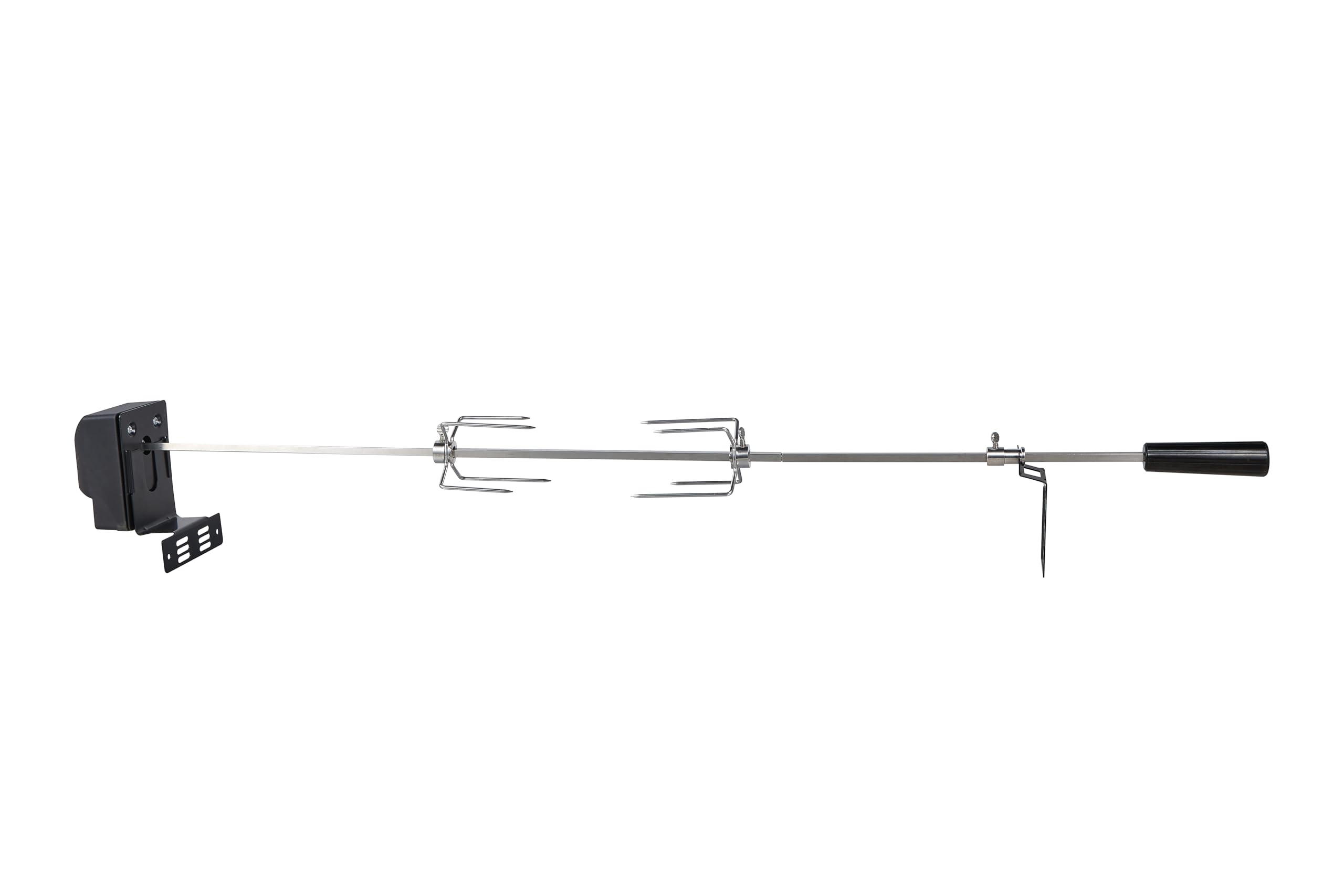 El Fuego® Universal Drehspieß mit Motor | Größe variabel einstellbar | aus Edelstahl gefertigt | Spießlänge bis 120 cm | inkl. 2 Fleischnadeln | Gasgrills mit 2 bis 6 Brennern | Tragkraft bis 8 kg