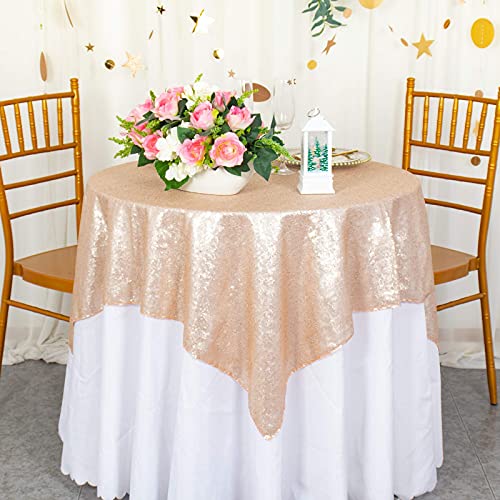 ShiDianYi 50''x50'' Square Champagne Sequin Tablecloth Select Your Color & Size Can Be Available Sequin Overlays, Runners, Gatsby Party, Glam Wedding Decor, Vintage Weddings
