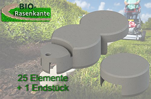 Preisvergleich Produktbild Bio-Rasenkante granitgrau 25 Stück + 1 Endsück