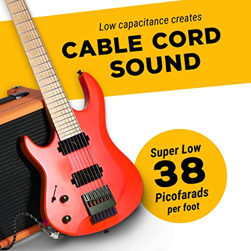 Gls Audio Instrument Cable - Amp Cord For Bass & Electric Guitar - Straight To Right Angle 1/4 Inch Instrument Cable - Black/Grey Braided Tweed, 20Ft #TOP4