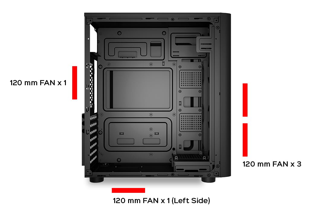 UNYKAch Caja ATX UK8026 – Torre ATX/Micro ATX/ITX con USB 3.0 y USB Tipo C, hasta 5 Discos, 7 Slots de Expansión y Soporte hasta 300 mm GPU