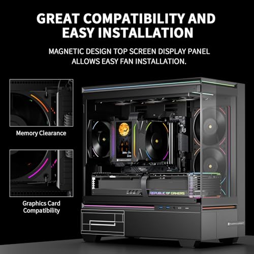 Image of Thermalright Peerless Assassin 120 Vision MAX ARGB Black CPU Cooler, PC Heatsink Cooler 6 Heat Pipes, 5'' Magnetic Display Screen with 480x854 Resolution,for AM4 /AM5 and Intel LGA1700 /1851