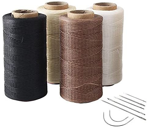Fil poissé cuir blanc marron beige noir 260m avec 7 aiguilles et alène de couture