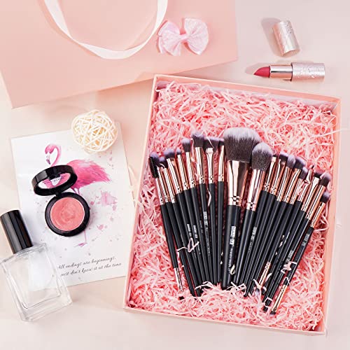 Image of Maange Makeup Brushes Set, 20 Pcs Professional Travel Make Up Brushes, Foundation, Eyeshadow, Blush, Kabuki, Blending, Concealers, Face Powder, Eye Makeup (Black Gold)