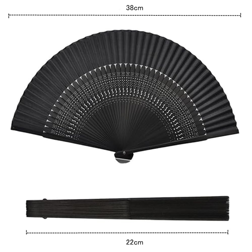 Silk Bamboo Fan, Large Traditional Folding
