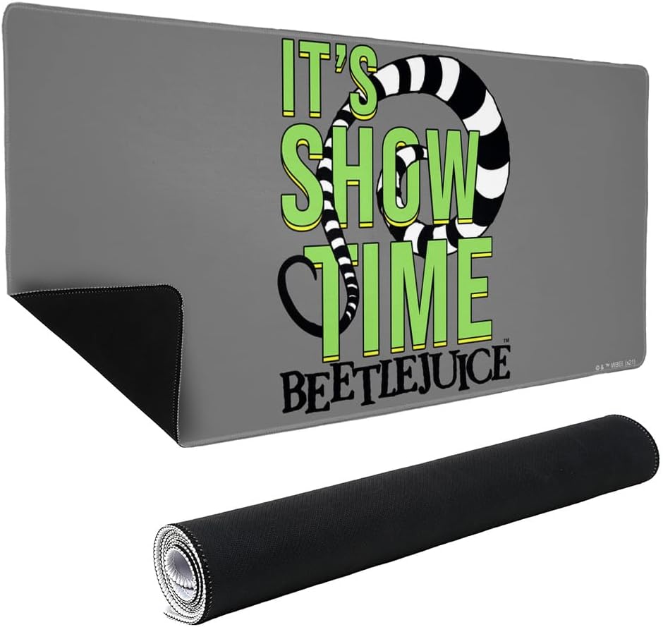 Beetlejuice It's Showtime Quote Large Gaming Mouse Pad Desk Mat with Stitched Edges, Non-Slip Base for Gamer, Home and Office, 31.5 x 15.7
