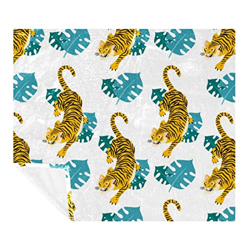 Couverture douce et confortable motif tigre pour lit et canapé