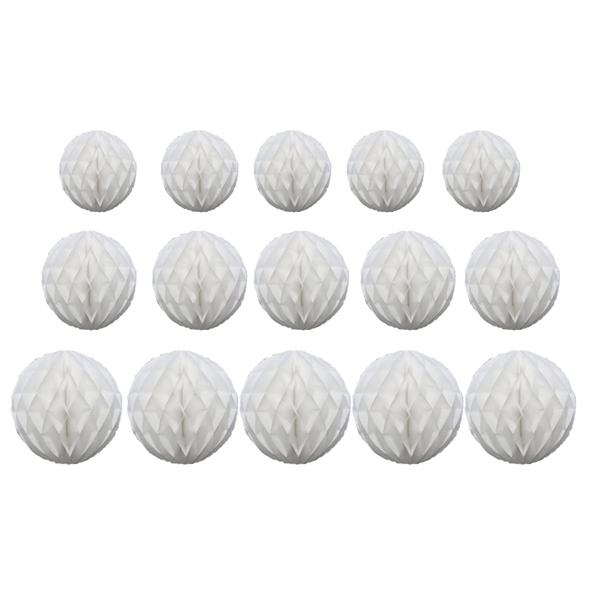 15pcs Honeycomb Balls Decorations 4'' 6'' 8‘' Party Honeycomb Ball Flower Tissue Pom Poms Flower Balls Hanging Flower Balls for Party Baby Shower Birthday Wedding Nursery Decor(4'' 6'' 8'' White)