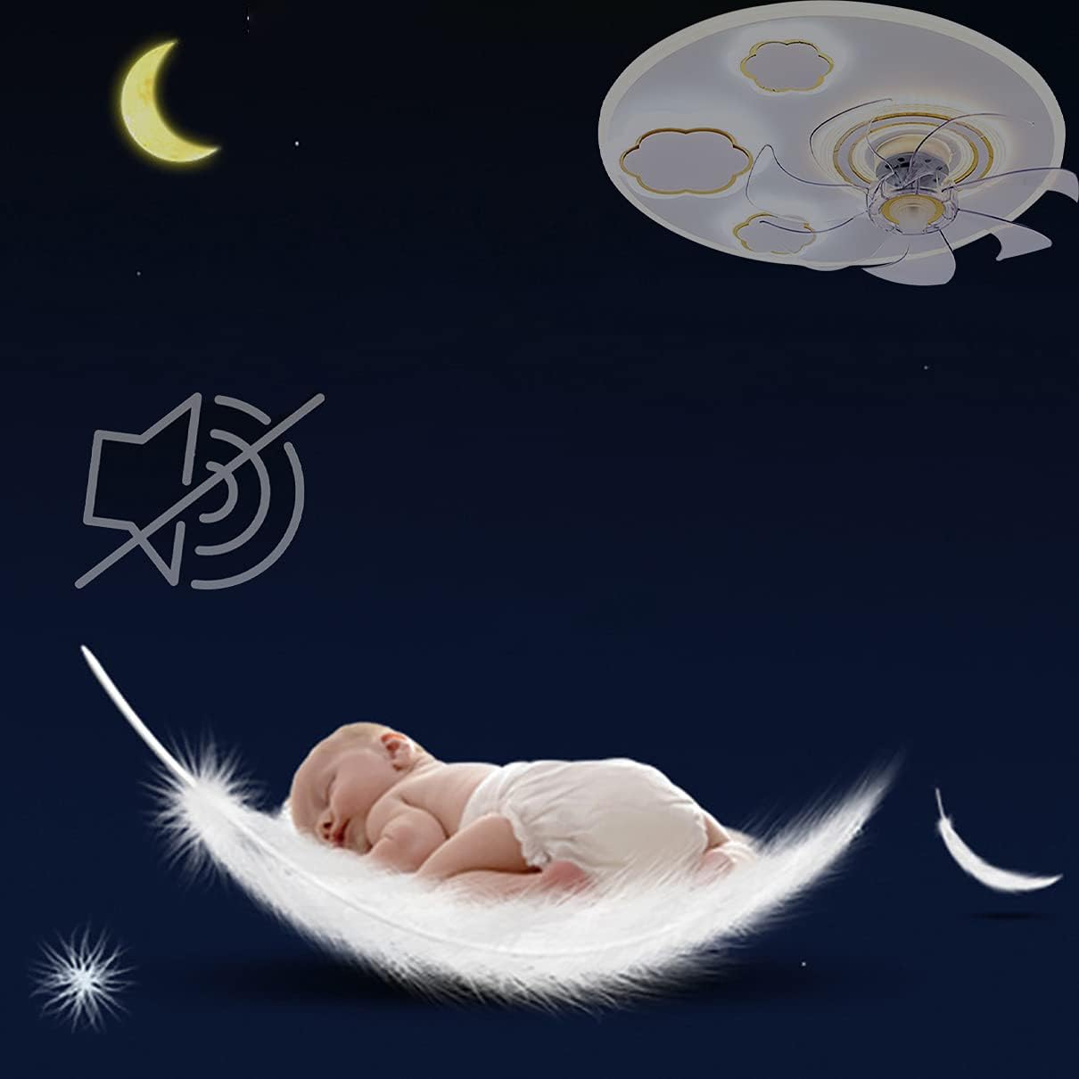 YUEGOO Ceiling Fan with Light Silent 3 Speeds Bedroom Led Dimmable Fan Ceiling Light with Remote Control Ultra-Thin Modern Living Room Quiet Ceiling Fan Light with Timer/C