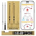 Btclink WIFI Wireless Meat Thermometer Unlimited Range 7 NIST Certified Accuracy Sensors Sub-1G(10X Stronger than Bluetooth)APP&Magnetic Smart Digital Base for BBQ,Oven,Smoker,Grill (2, black, small)