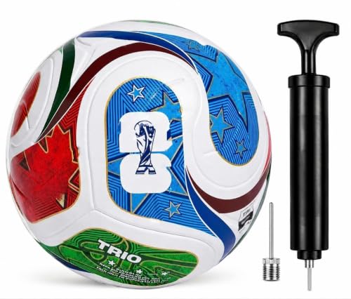 KANEEZR Football Size no. 5 | Suitable for Kids & Adults | for Outdoors Professional use | High Performance, Light Weight, Well Stiched | with Pump & Needle. (Trending WC26 Ball)