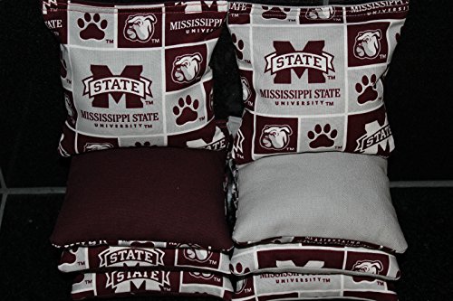 BackYardGamesUSA Mississippi State Bulldogs 8 Cornhole Bean Bags BAGGO/TOSS Handmade!