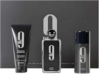 Afnan 9 Pm 3 Piece Set for Men, (3.4 Oz De Parfum Eau De Parfum Spray + 5.0 Oz Shower Gel + 5.0 Oz Perfume Deodorant)