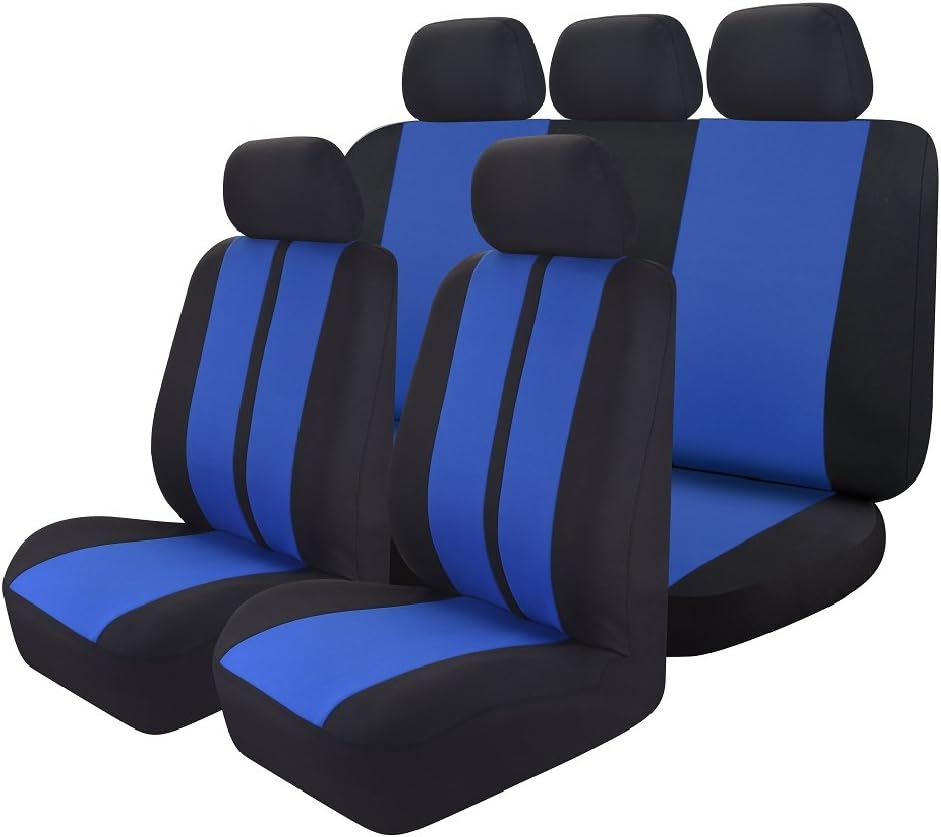 insoria Universal Fit Car Seat Cover, Easy Install Sports/Racing Polyester Mesh Universal Full Set Car Seat Covers Decoration Car Seat Protector - Fit Most Car, Truck, SUV, or Van (Blue)