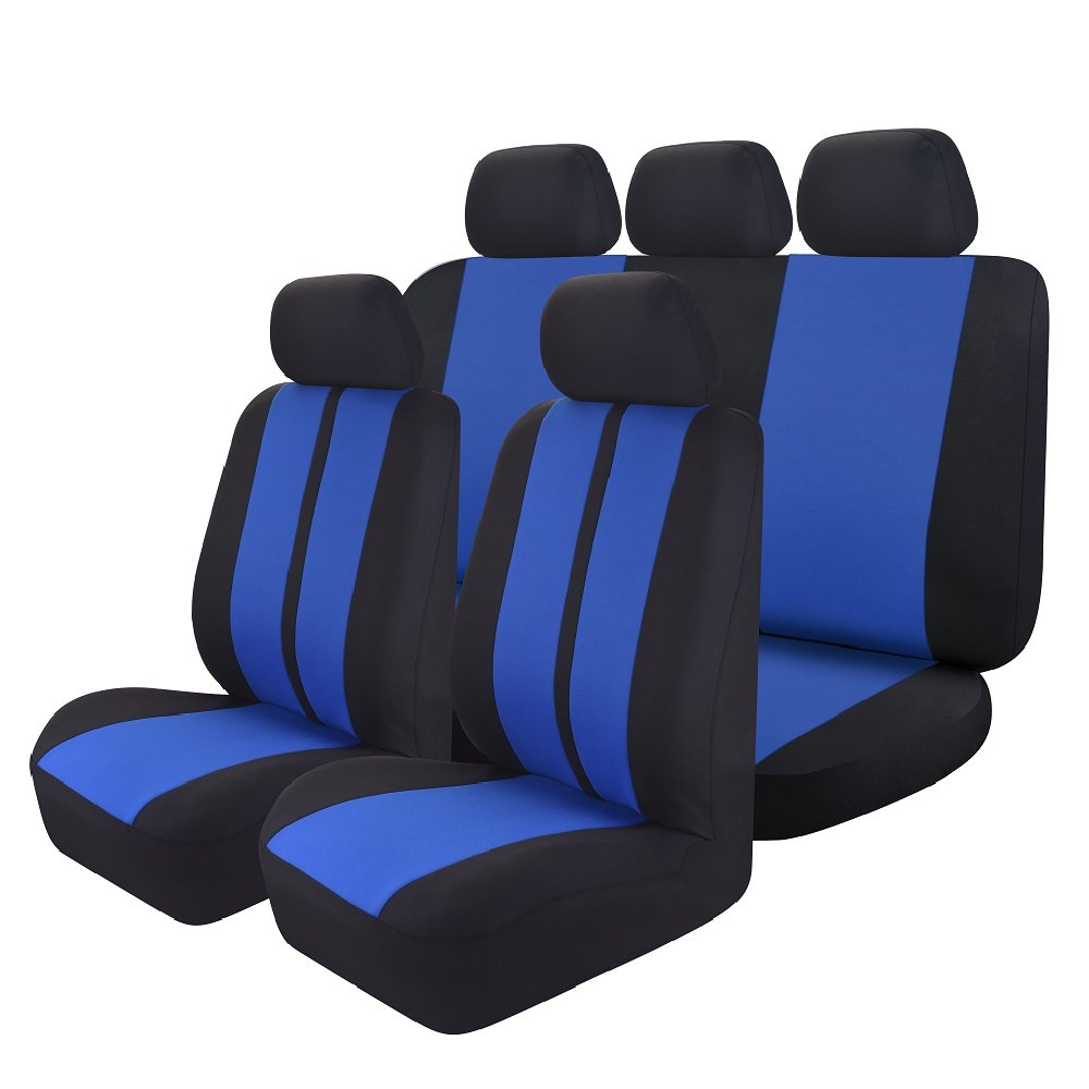 insoria Universal Fit Car Seat Cover, Easy Install Sports/Racing Polyester Mesh Universal Full Set Car Seat Covers Decoration Car Seat Protector - Fit Most Car, Truck, SUV, or Van (Blue)