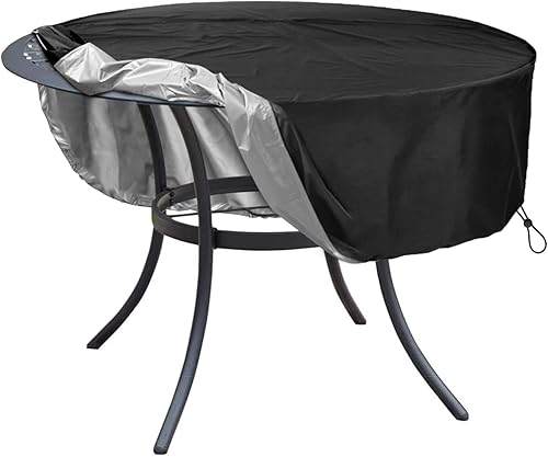 SELUGOVE Funda de mesa redonda, adecuada para mesa redonda de patio de 64 pulgadas de diámetro, tela Oxford de doble capa gruesa negra disponible en Yaxa Peru