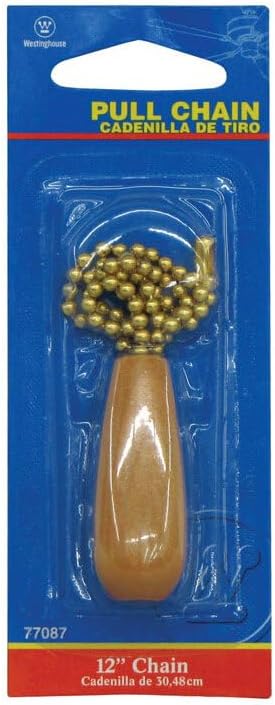 Westinghouse Lighting 77087 Light Fixture Pull Chain With Wooden Handle, Brass