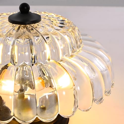 HuixuTe Modern Semi Flush Mount Ceiling Light, 3-Light Black Close to Ceiling Light Fixture with Clear Glass Shade for Living Room Entryway Bedroom — view 5