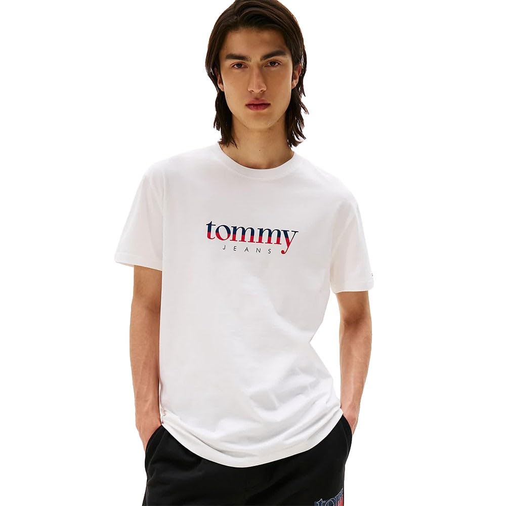 Tommy Jeans Mens TJM Reg DNA Tee Ext Dm0dm21978 S/S T-Shirt, White (Ecru), XS UK