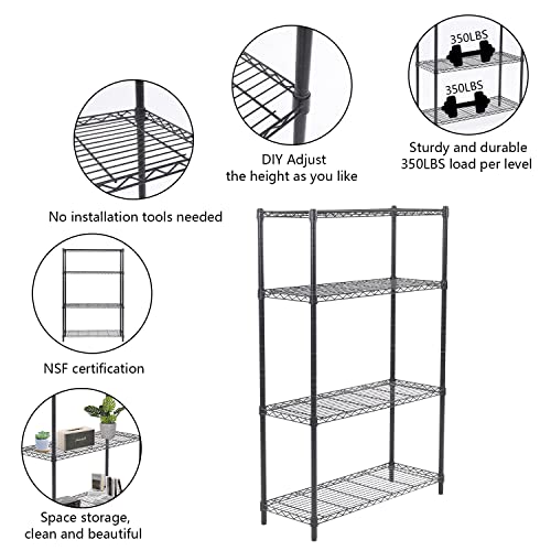 Xcvbde 4-Tier Storage Shelves 36''X14''X54'' Height Adjustable Garage Storage Shelves Heavy Duty Pantry Shelving Metal Utility Shelves Wire Rack For Home Kitchen Laundry Room Organization（Black） #TOP3