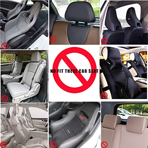 Image of JZCreater Car Headrest Pillow, Car Seat Headset Pillow Support with Card Slot, Car Seat Back Hanger Hook, 360Adjustable U Shaped Car Sleeping Pillow for Kids Adults(Beige)