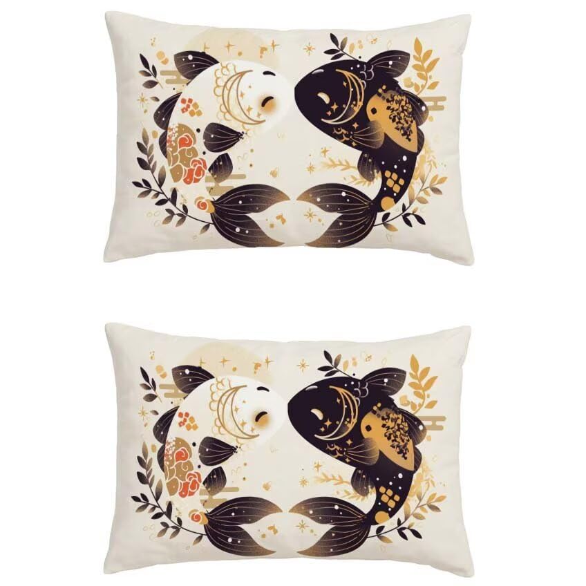 Housse coussin exterieur poisson 60x90cm en lin impermeable et decoration jardin