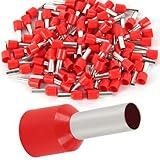200Stück Aderendhülsen 10mm²， 10mm² x 12mm Länge isoliert Hülsen，rot Aderendhülsen Set，Zwillingaderendhülsen für Drahtverbindung