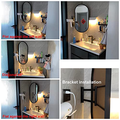 Miroir d'angle LED ovale d'angle dore en alliage d'aluminium tactile
