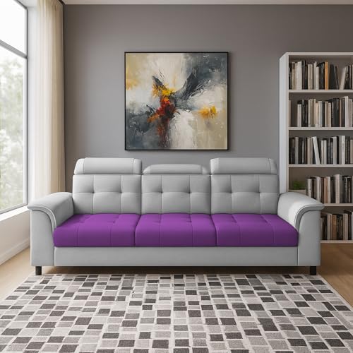 Image of Casaliving Ella 3 Seater Sofa Set for Living Room (Purple Grey Colour Fabric) Premium Fabric Sofa