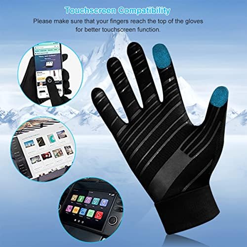 Touch Screen Gloves Cycling Running Driving Bike Gloves Winter Outdoor Windproof for Men Women Ladies Black Gloves Anti-Slip Silicone Gel Elastic Cuff Thermal Soft Warm Lining