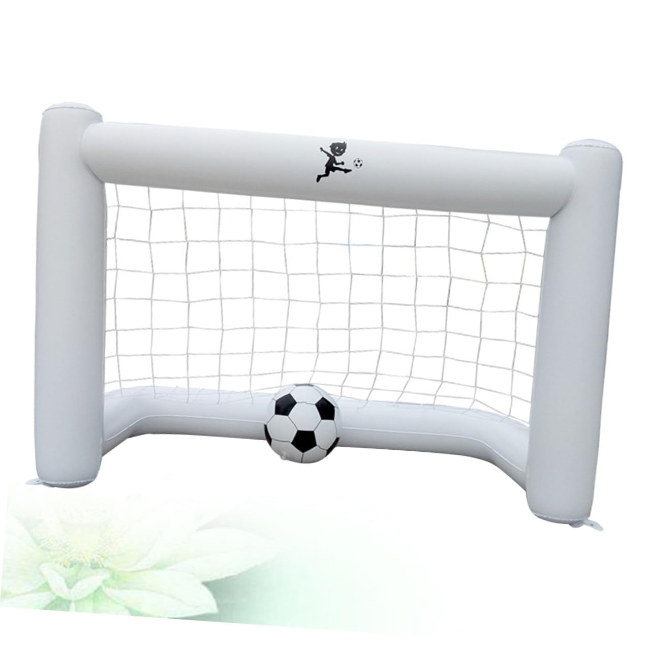 Porta da Calcio Gonfiabile 160cm Bianca in PVC con Rete e Pallone | Porta Gonfiabile Calcio per Picnic e Giardino, Pvc Leggero, Rete e 1 Pallone, per Parco e Scuola Sportiva