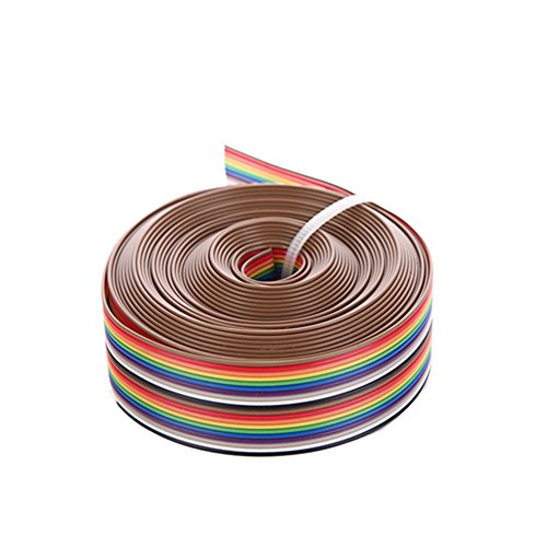 Eowpower 16.5Ft/5M 20Pin Rainbow Color Flat Ribbon Cable Idc Wire Cable #TOP3