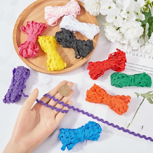 GORGECRAFT 10 Colors 54.6Yds/50M RIC Rac Trim Ribbon Wave Bending Fringe Trim 3/16 inch~3/8 inch(5~8.5mm) Wide Braids Cords Embellishments for Sewing Flower Making Wedding Lace Craft - Image 3