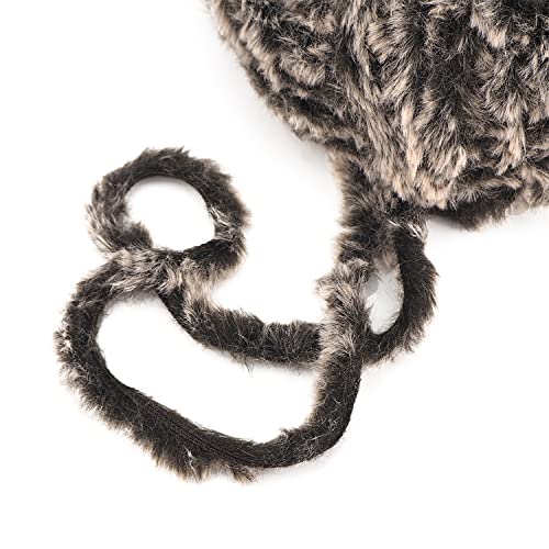 Image of NICEEC Faux Fur Yarn Super Soft, Chunky & Fluffy, Eyelash Yarn for Crochet & Knitting(Total Length 210yds /10.6oz) - Coffee /300g
