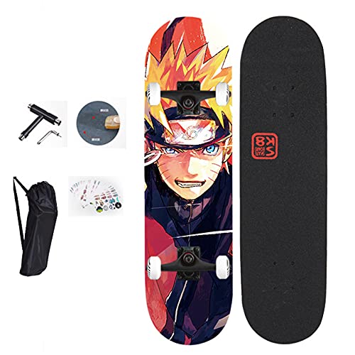 VOMI Skateboard 30 Inch Complete Anime Cruiser Skateboard for Kids Teenagers Adults, 7-Published Canadian Maple Double Kick Deck Concave with All-In-One Skate T-Tool for Beginner, Mini Pennyboard