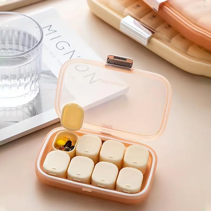 Pill Organizer Box Case Container 1 PC Travel Cute Daily Medicine Personal Storage Portable Mini 7 Day Weekly Vitamin Compact Aesthetic Pills Pocket Divider for Bag Purse Traveling-image-16