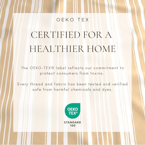 Image of Great Bay Home Full Size Microfiber Sheet Set - Taupe Striped 4-Piece Bed Sheets - Ultra-Soft and Smooth Brushed Microfiber Bedding (Taupe Stripe)