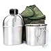 Latinaric Outdoor Edelstahl 1.2L US Feldflasche Trinkflasche Wasserflasche mit Becher Kochgeschirr Überleben