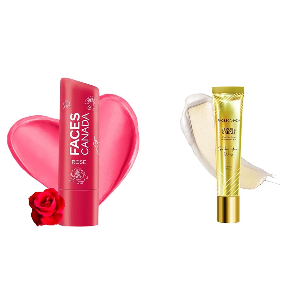 FACESCANADA Color Lip Balm - Rose Petal 03, 4.5g & Strobe Cream Mini- Gold, 18ml-image-24