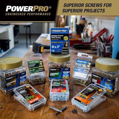 Image of Power Pro Exterior Trim Screws, #8 x 2-1 /2in, 2500 Pieces, Bronze | Epoxy finished carbon steel, Star /torx drive with T25 star bit, For exterior trim, decking, and treated lumber