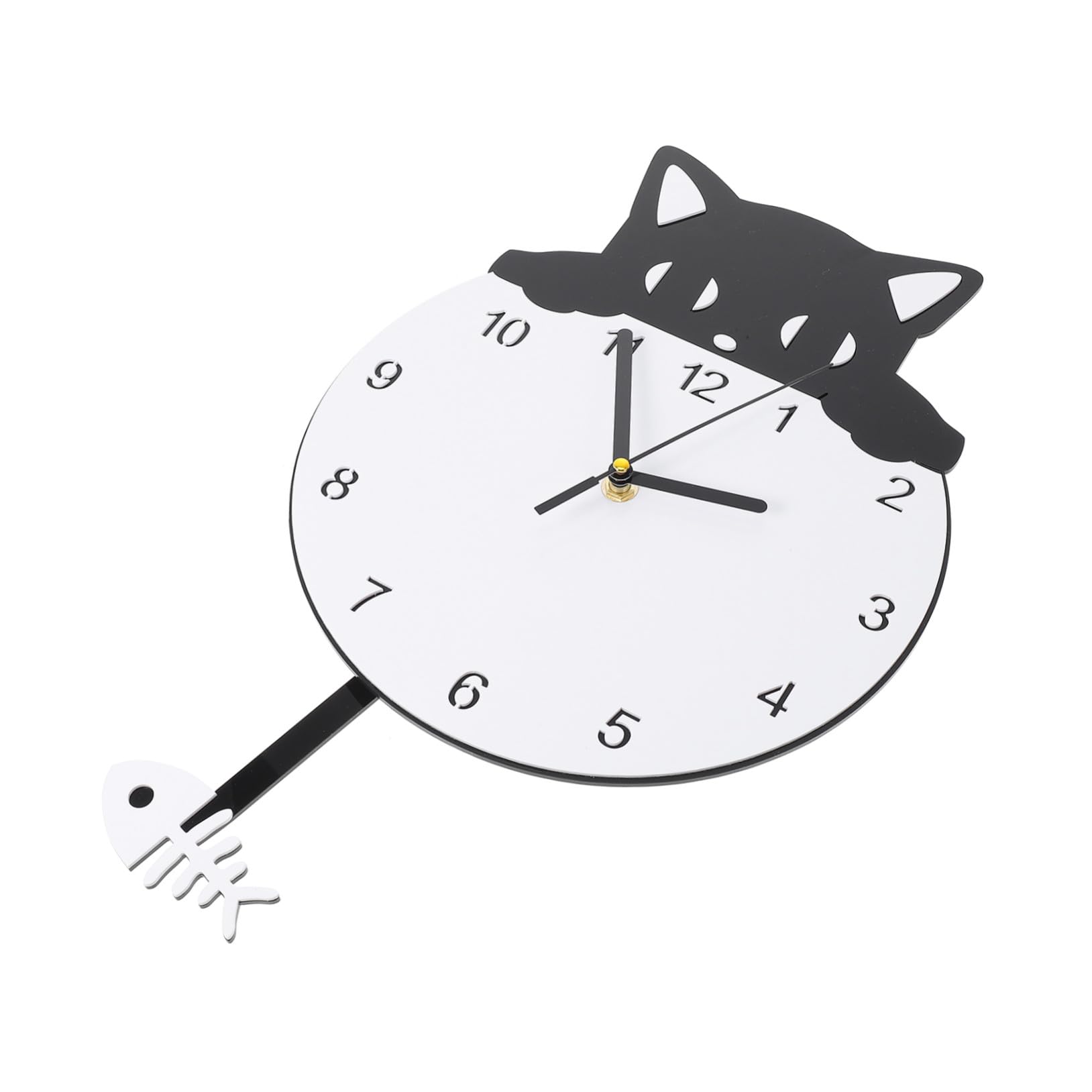 Horloge murale acrylique chaton silencieuse déco moderne