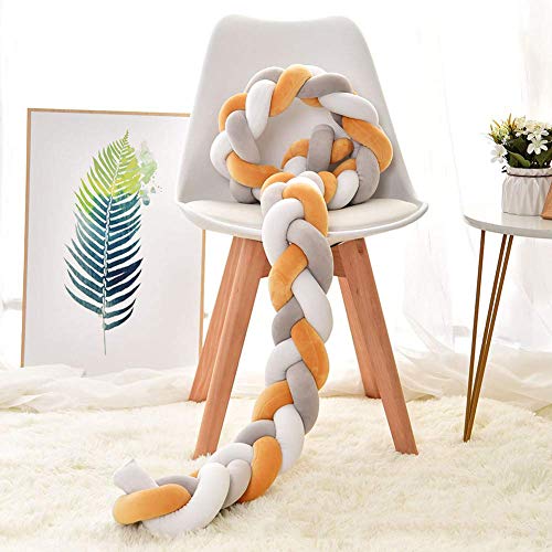 Sofa Knot Kissen, Geknotetes Kissen, Bequemes süßes Kissen Dekorativ für Schlafzimmer, Wohnzimmer (Grau / Weiß /Gelb) Cover