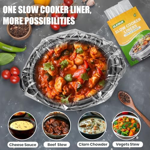 OLESBUR 20 Count Slow Cooker Liners, 13"x21", Fits 3-8 Quarts, Disposable Pot Liners Compatible with Crockpot, Oval Large Size, BPA-Free Cooking Bags, Kitchen Accessories, Cook with Ease - 5