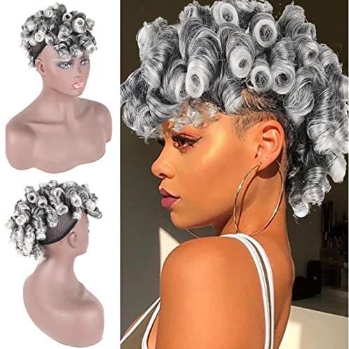 Oseti Deep Curl Mohawk Wig With Bangs for Black...