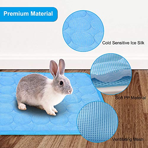 2Pcs Summer Cooling Mat For Rabbit, Washable Bunny Bed, Rabbit Bed Mat, Guinea Pig Cage Liner Hamster Pee Pad, Fleece Sleep Pad For Squirrel, Hedgehog, Chinchilla, Small Animals, 15.8''X11.8'' Blue #TOP1