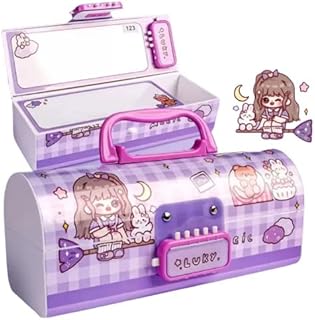 Rahasya Enterprise Kids Pen & Pencil Box-Suitcase Style Password Lock Pencil Case for Girls,Multi-Layer Pencil Box for Kid... Price In India