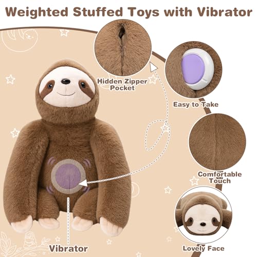 Joyreal Gewichteter Sloth für Erwachsene, 1.5kg Weighted Stuffed Animal, Angst & Stress Relief, Gewichtskuscheltier mit Verstecktem Fach, für Schlaf & Entspannung Geschenk Kinder