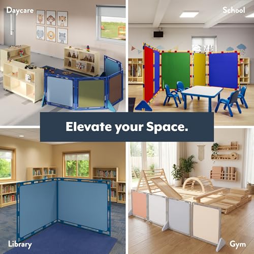 Image of Children's Factory PlayPanel Room Divider 59.5 inch x 47.5 inch, Elements, 5 | Water-Resistant Vinyl Room Divider Panel Set, Freestanding Privacy Screen for Daycare or Preschool, Cantilever Feet Included