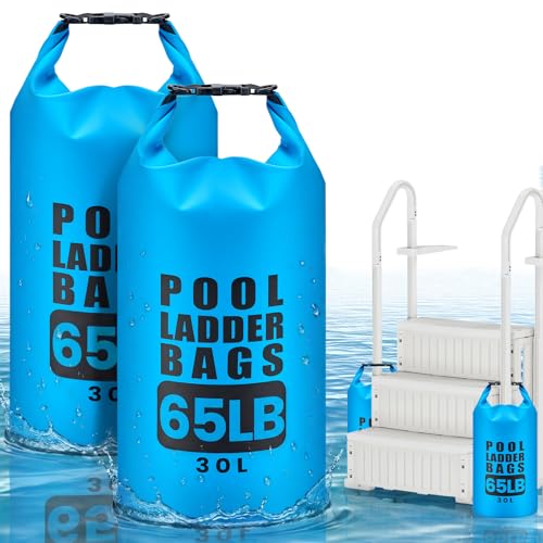 2 Pack 30L/65LB Pool Step Weights Sand Bags Waterproof 500D PVC Ladder Weights Pool Sand Stair Weights for Above Ground and in-Ground Pool Steps