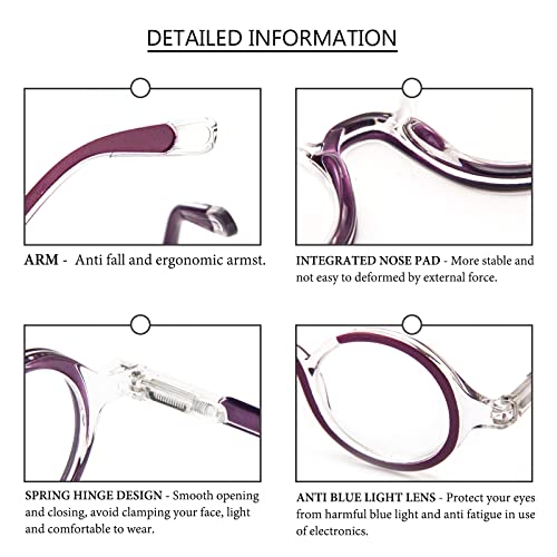 Kokobin 3 Pack Small Round Reading Glasses Comfortable Readers Colored Stylish Frame For Women And Men +3.00 #TOP4